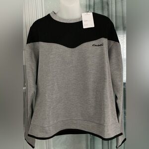 Gray and black colorblock crewneck sweatshirt